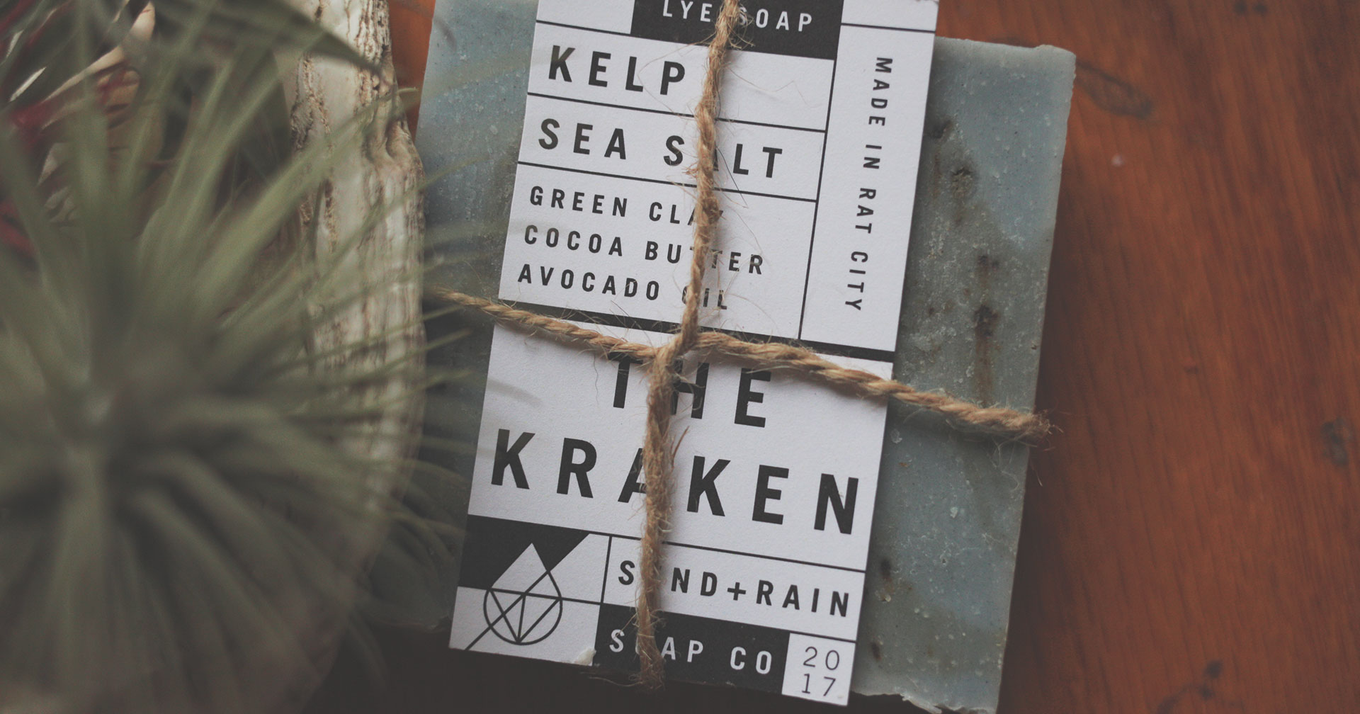 Send Rain soap company kraken label mockup